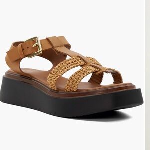 Dune London platform brown woven tan sandals size 40/10